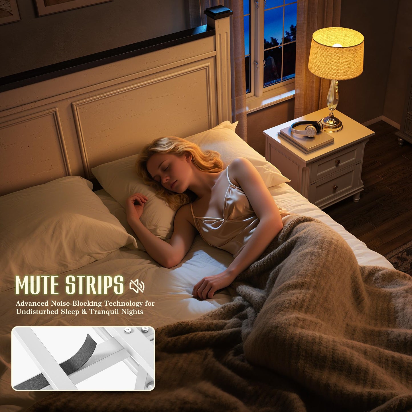 Homkdom Queen Bed Frame with Storage Drawers and 51.25" H Headboard, Modern Queen Size Bed Frame with Storage,NO Noise,No Box Spring Needed,White