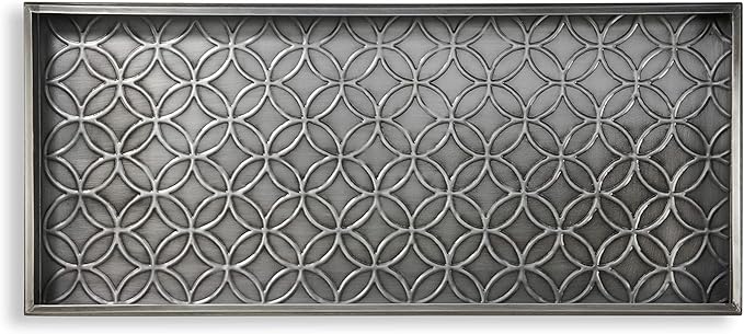 Good Directions Medium Boot Tray, Double Circles Multi-Purpose All Weather Decorative Tray, Shoes, Plants, Pet Bowls, 30x13x2 Inch, Dark Zinc Gray Steel