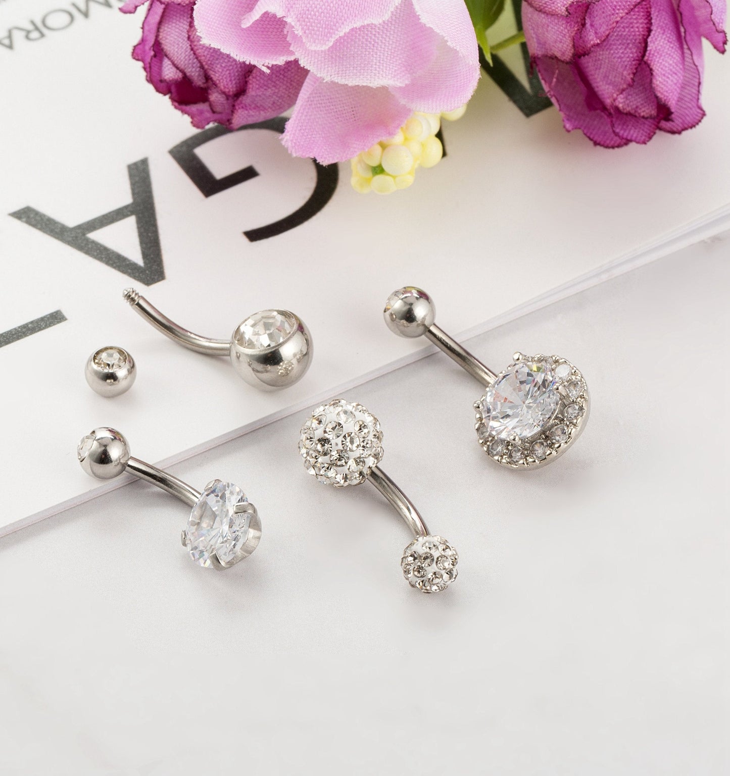 REVOLIA 14G Stainless Steel Belly Button Rings for Women Navel Rings CZ Body Piercing