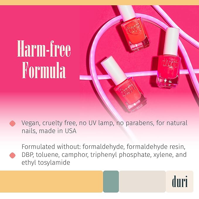 duri 161N Eruption Nail Polish, Neon Red Matte Finish, Full Coverage, Lasting, 0.45 Fl Oz