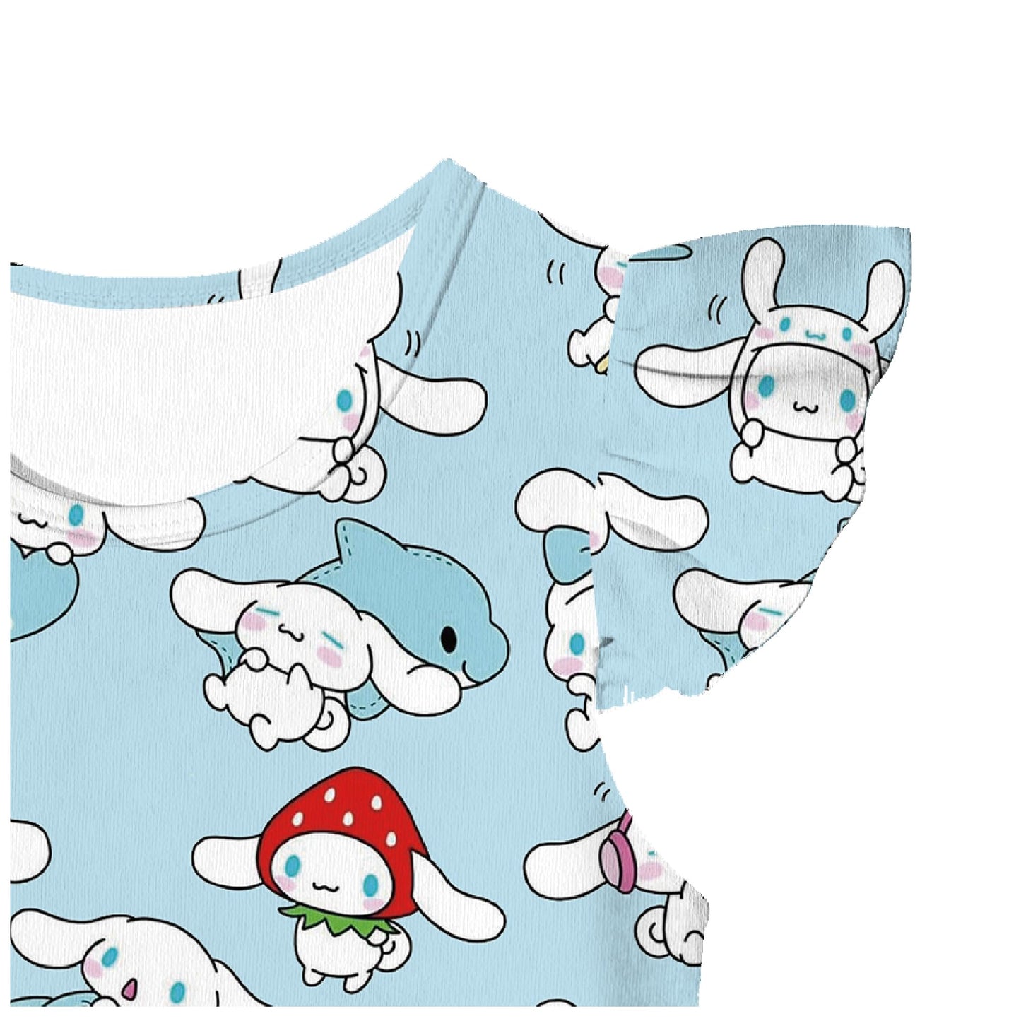 MaxTed Girl's Princess Dress Kawaii Cartoon Character Print Casual Clothes for Kids 4-12 Years Blue