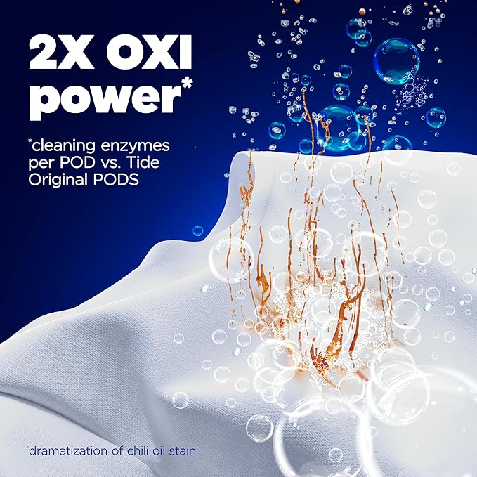 Tide Oxi Boost Power PODS Laundry Detergent Pacs, 18 Count, Set-In Stain Removal + Oxi Power, laundry soap detergent pacs