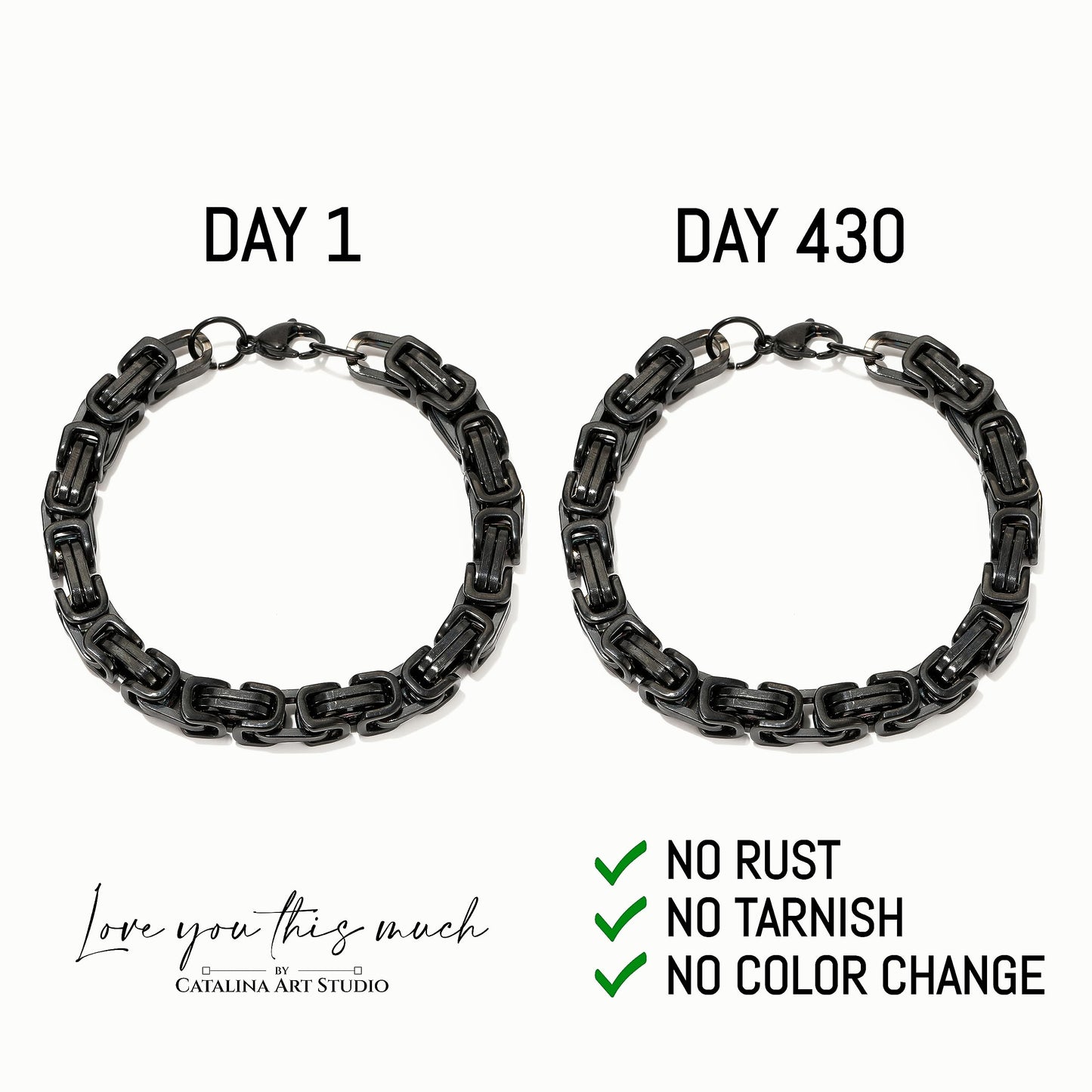 Love You This Much Sentimental Son Gift from Mom | Mens 5mm Twist Steel Bracelet | Mother to Son Present for Birthday | 8"+1" Extender | Luxury Gift Box & Card (Black-Black, Stainless Steel)