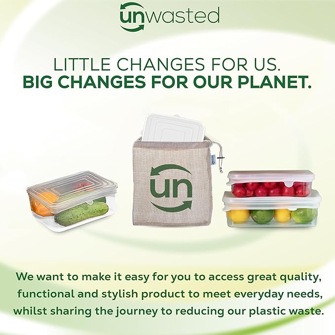 unwasted Reusable Silicone Lids (Variety Pack) – Upgrade Your Kitchen Gadgets with Our Rectangular Covers for Food Storage – Reusable Silicone Stretch Lids and Food Covers for Containers (Pack of 6)