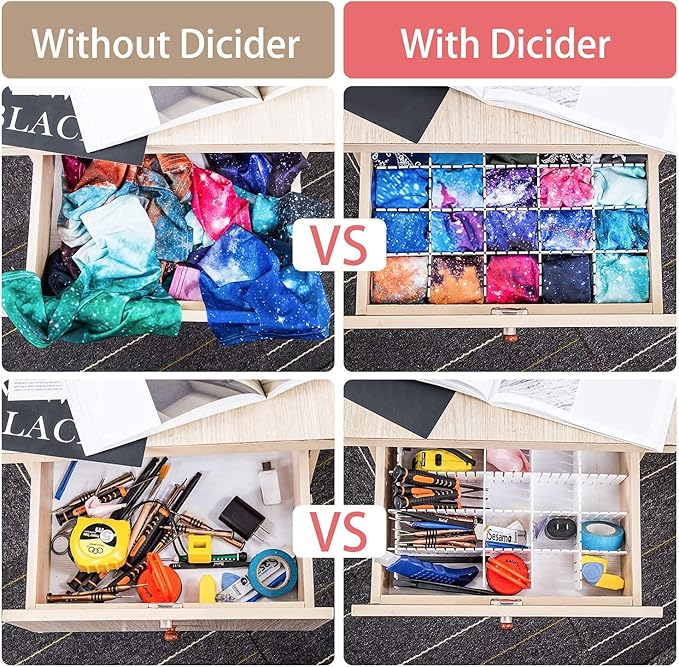 40Pcs Drawer Dividers, Adjustable Drawer Organizer for Socks, Underwear, Makeup, Can Help Tidy Kitchen, Bedroom, Dresser Pink