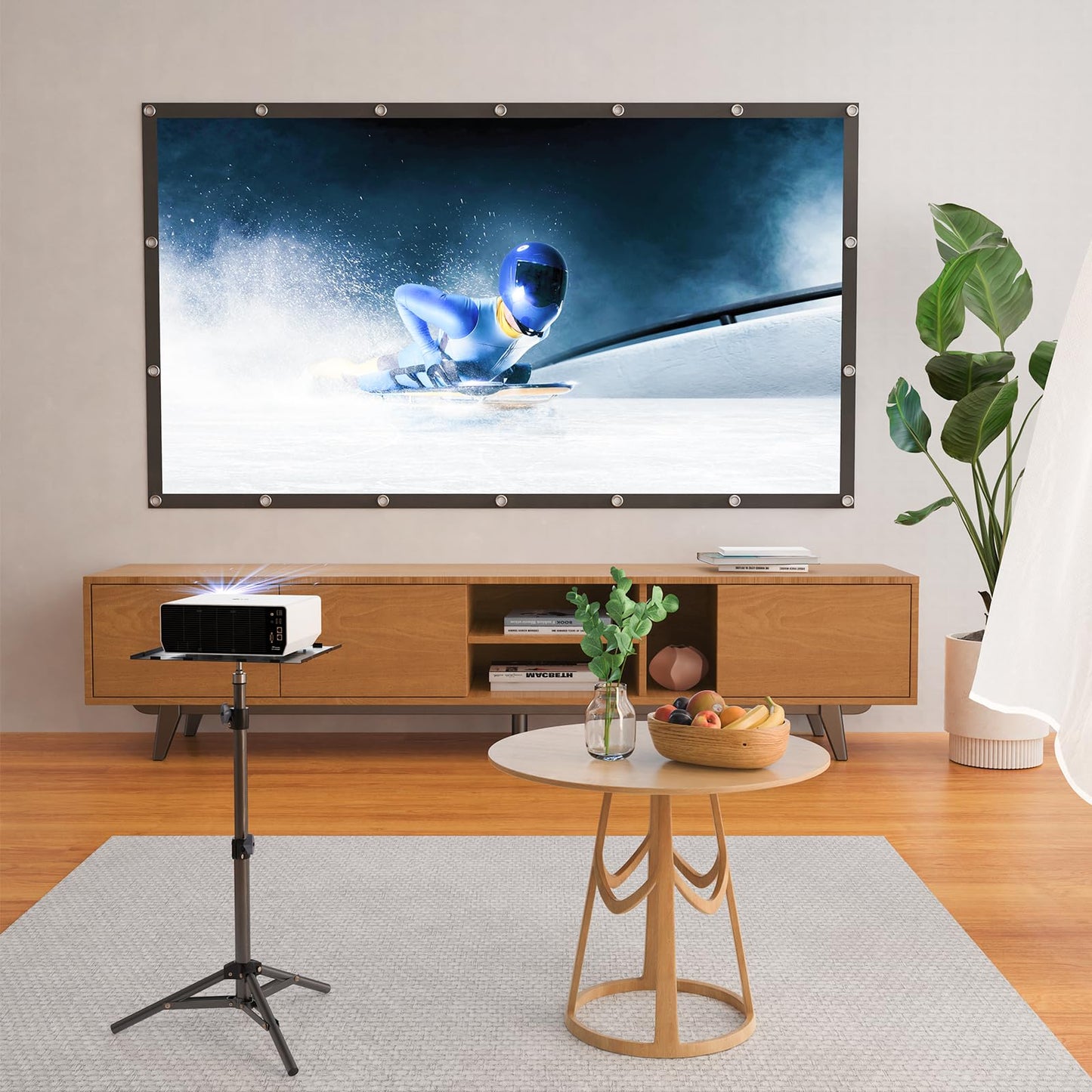 LEORFI Projector Stand Tripod, Laptop Tripod Stand, Foldable Portable Projector Floor Mount, Height Adjustable from 17.7" to 45.2", with Folding Plate, Capacity 22lb, for Outdoor Movies, Home, Office