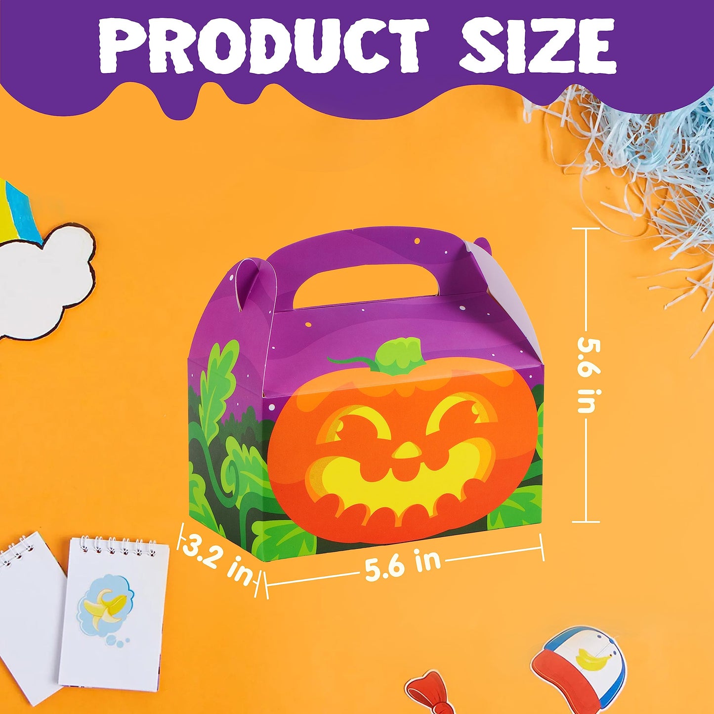 JOYIN 24 PCS Halloween Treat Boxes Candy Boxes, House Cardboard Goodie Bags, Cookies Candy Bags for Kids Children Trick or Treat, Holiday Pastries, Cupcakes, Party Favor Supplies, Decoration