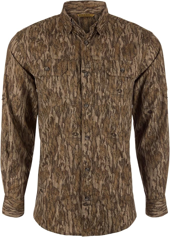 Drake Waterfowl Men's EST Wingshooter Trey Moisture-Wicking Stretchy Long Sleeve Hunting Shirt with UPF 30 Sun Protection