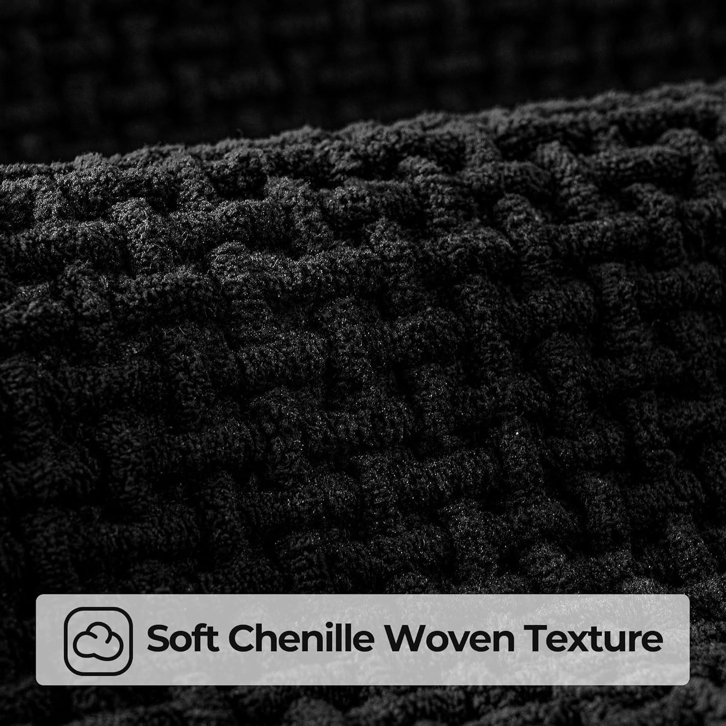 GRANNY SAYS Black Bathroom Rugs, Absorbent Bath Mats 32" x 20", Soft Chenille Bathroom Mat, Small Rugs Non Slip Washable, Quick Dry, Thin, Rug for Tub and Shower