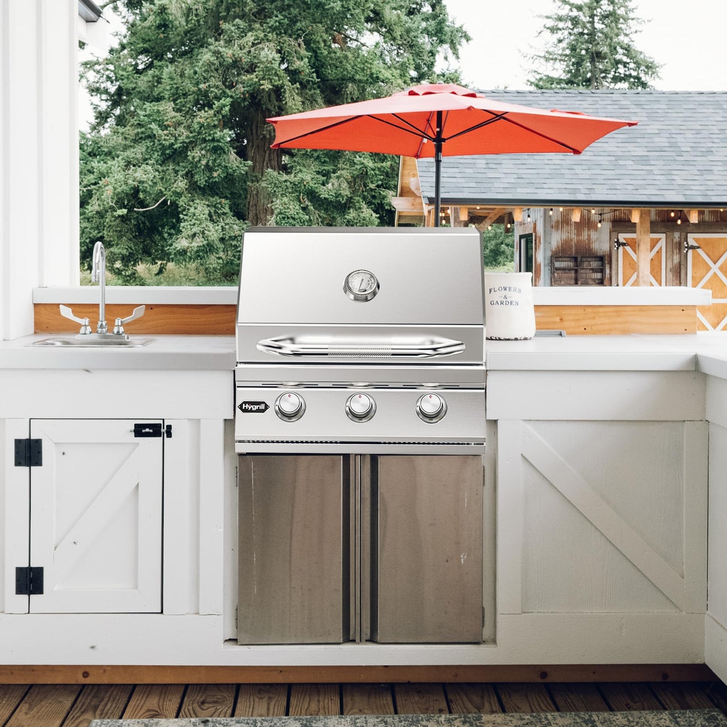 Hygrill STD Series Heavy Duty 3-Burner Built In Grill, Stainless Steel Grill Head for Outdoor Kitchen, Natural Gas