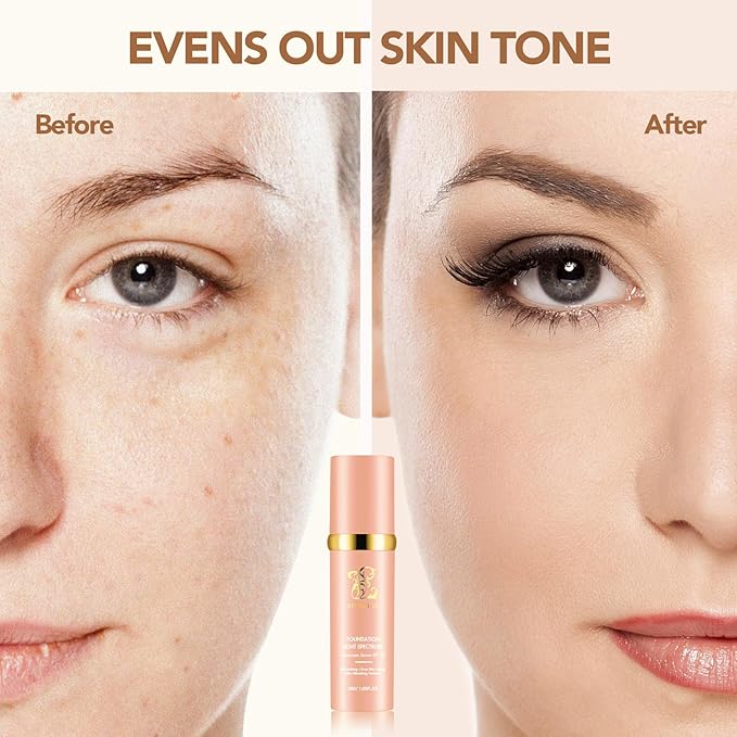 Foundation 4 in 1-Light Spectrum,4 in 1 Foundation Liquid, Protecting from Sun with SPF50 for Gym, Sports, Dancing Concealer Cosmetic Lightweight,Longwearing & Waterproof for Makeup (2 Pack)