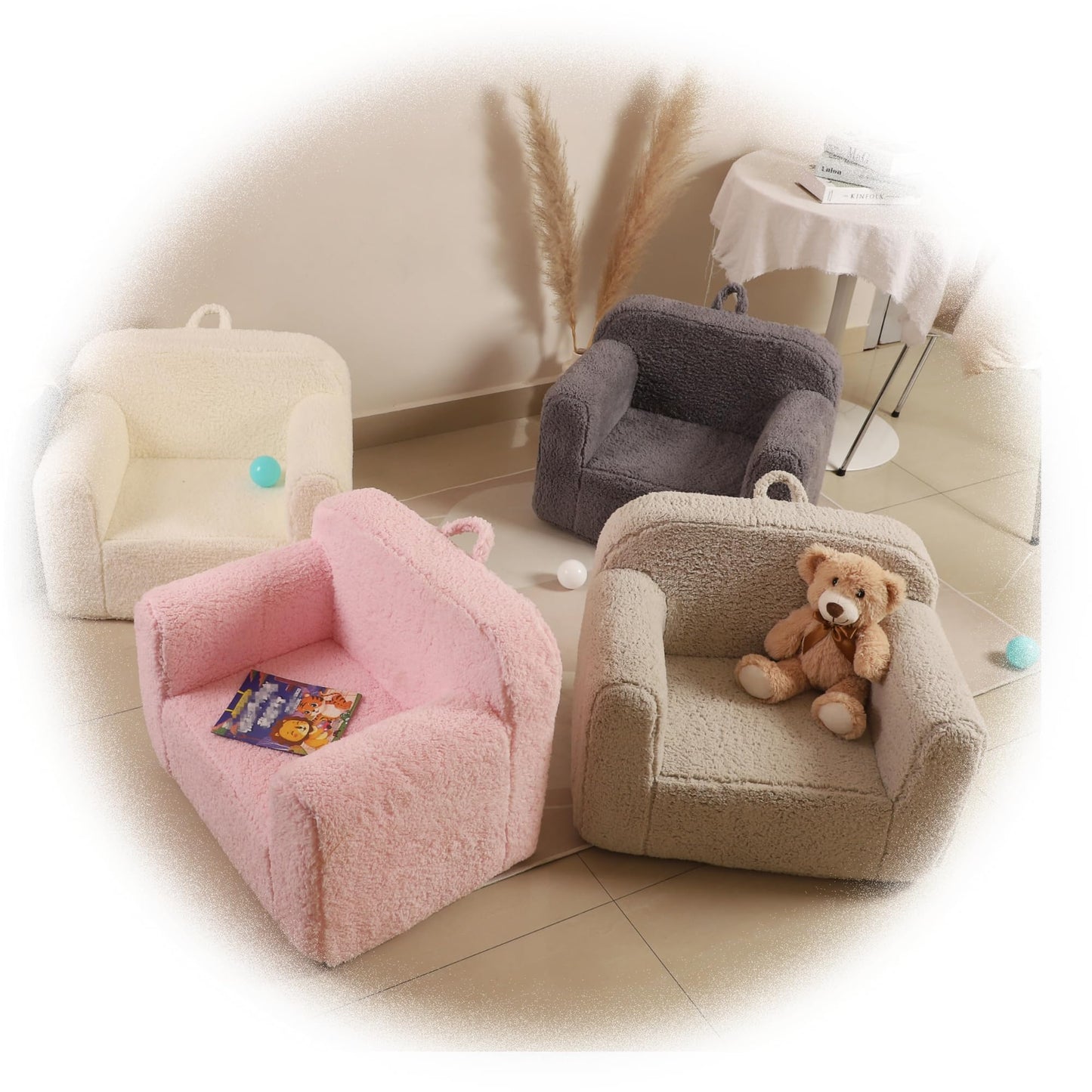 MOMCAYWEX Kids Snuggly-Soft Sherpa Chair, Cuddly Toddler Foam Chair for Boys and Girls, Cream