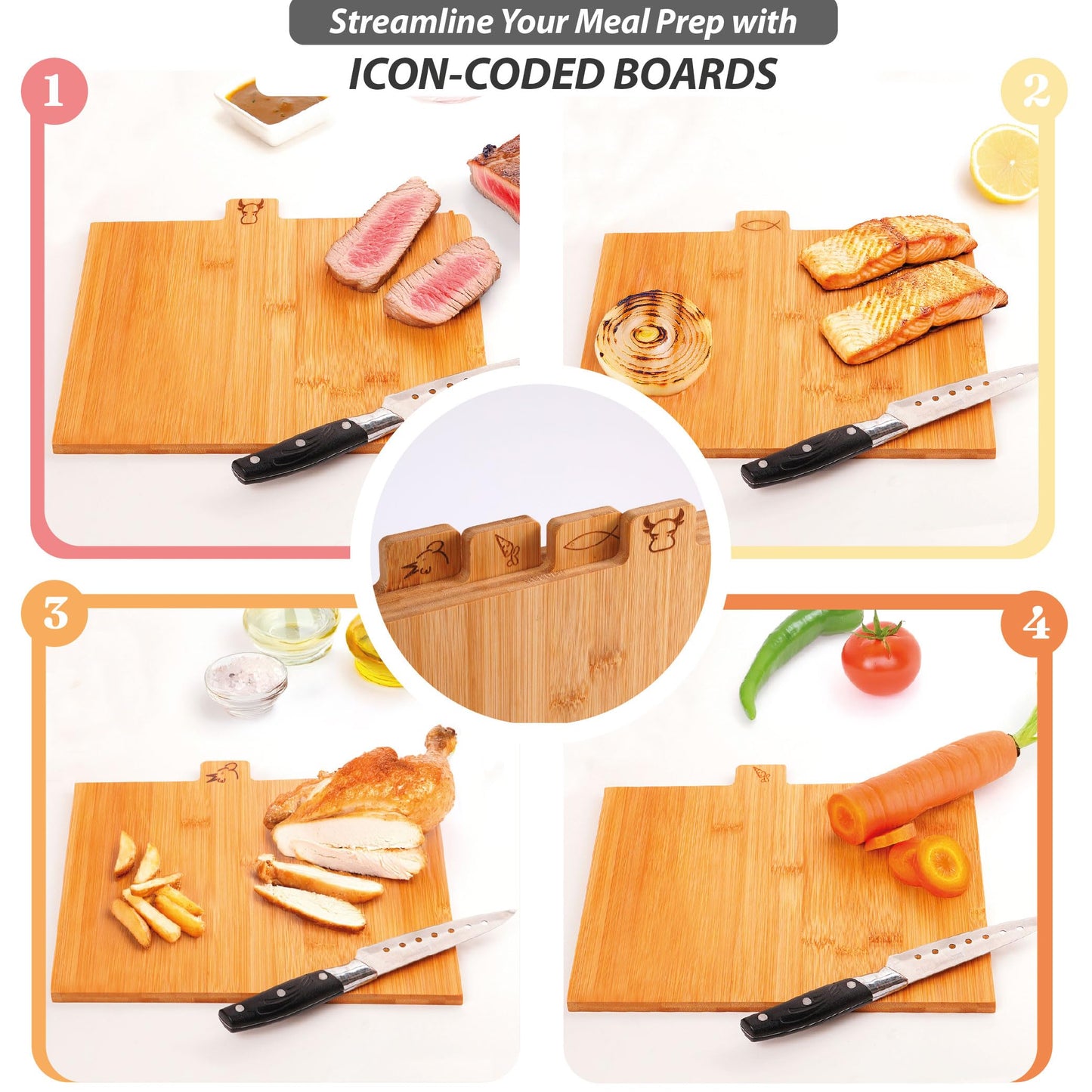 4-Piece Custom Wooden Chopping Boards for Kitchen, Wedding Gift for Couple 2025, Personalized Cutting Board Set with Holder, Gifts for Anniversary, Christmas, Housewarming, New Home, Engagement