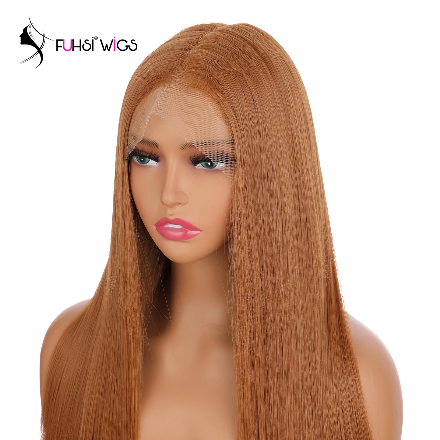 FUHSI 13  6 Khaki Wigs Synthetic Hair Real Natural Wig For Women - Soft & Smooth, Tangle-Free Straight Lace Front Wig,Elastic St