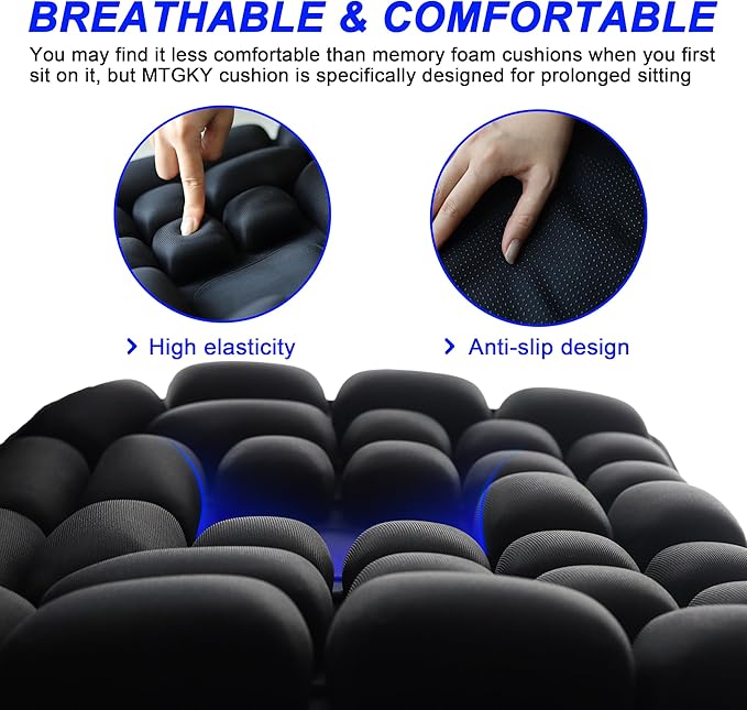 MTGKY Travel Seat Cushion,Airplane seat Cushion for Long Flight,Portable & Adjustable,Inflatable Cushion for Wheelchair, Travel,Driving,Office Work