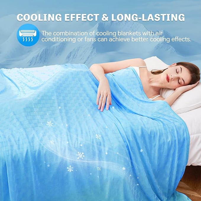 AmyHomie Cooling Summer Blanket with Double Sided Cold Effect, Breathable, Lightweight, Arc-Chill Q-Max>0.5 Cool Fiber, for Hot Sleepers Night Sweats, Dark Gray Checkered, 90"x90"Queen Size