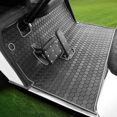 EZGO TXT Golf Cart Floor Mat, Upgraded Full Coverage Liner Mat Replacement Install Easily Thick Rubber Anti-Slip, Fit EZGO TXT (1994+), EX1 (2020), Valor, Cushman Workhorse&Express S4 Gray Trim