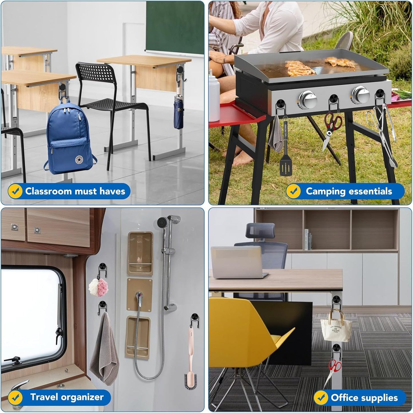 LOVIMAG Magnetic Hooks, 50lbs+ 2026 Cruise Cabin Ship Essentials Magnet Hook Heavy Duty Strong Magnets Refrigerator Fridge Hanging for Classroom Beach Vacation Kitchen Home Must Haves 10 Pcs (Black)
