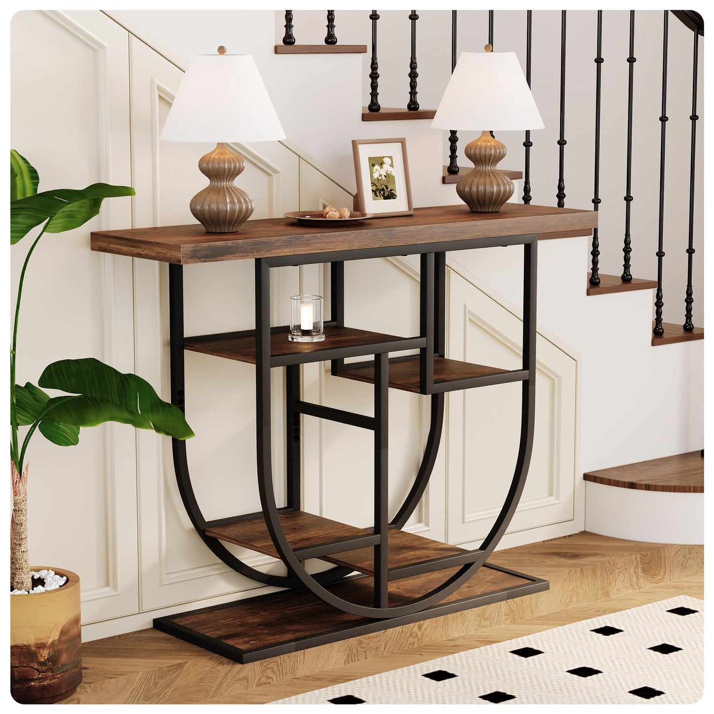 Modern Console Table for Entryway with Storage: 41.3 Inch Wood Sofa Tables for Living Room - Narrow Farmhouse Accent Desk for Home Decor