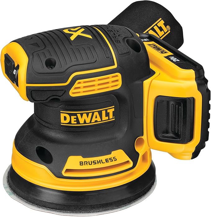 DEWALT 20V MAX Orbital Sander Cordless, 5-Inch Sander Tool, 2.Ah, 8,000-12,000 OPM, Variable Speed Dial, Storage Bag, Battery and Charger Included (DCW210D1)