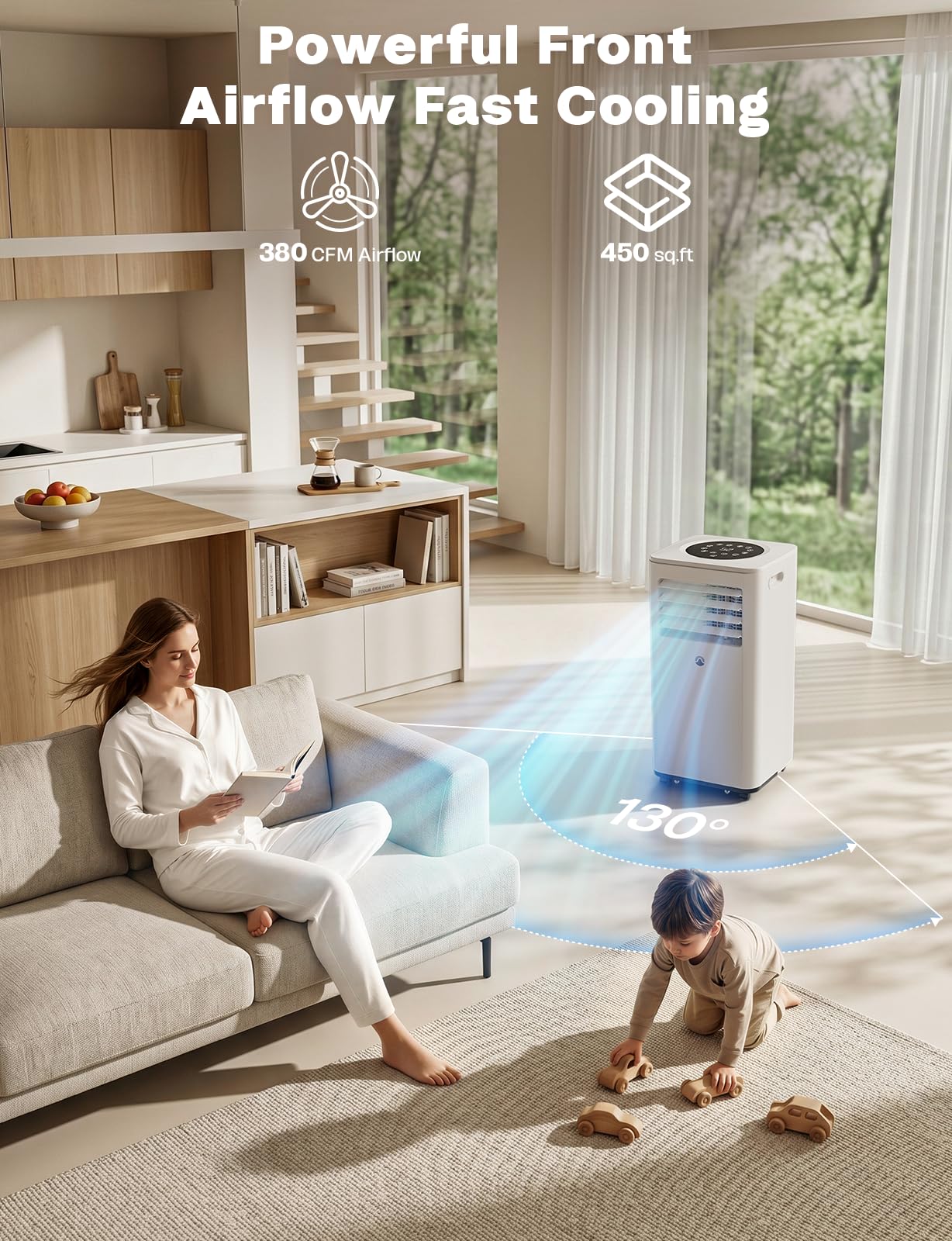 Portable Air Conditioner, 10,000 BTU Portable AC Unit for Room up to 450 Sq. Ft, 3 in 1 Small AC Unit with 24H Timer Smart Sleep Mode, Smart Stand up Air Conditioner for Bedroom Kitchen Garage