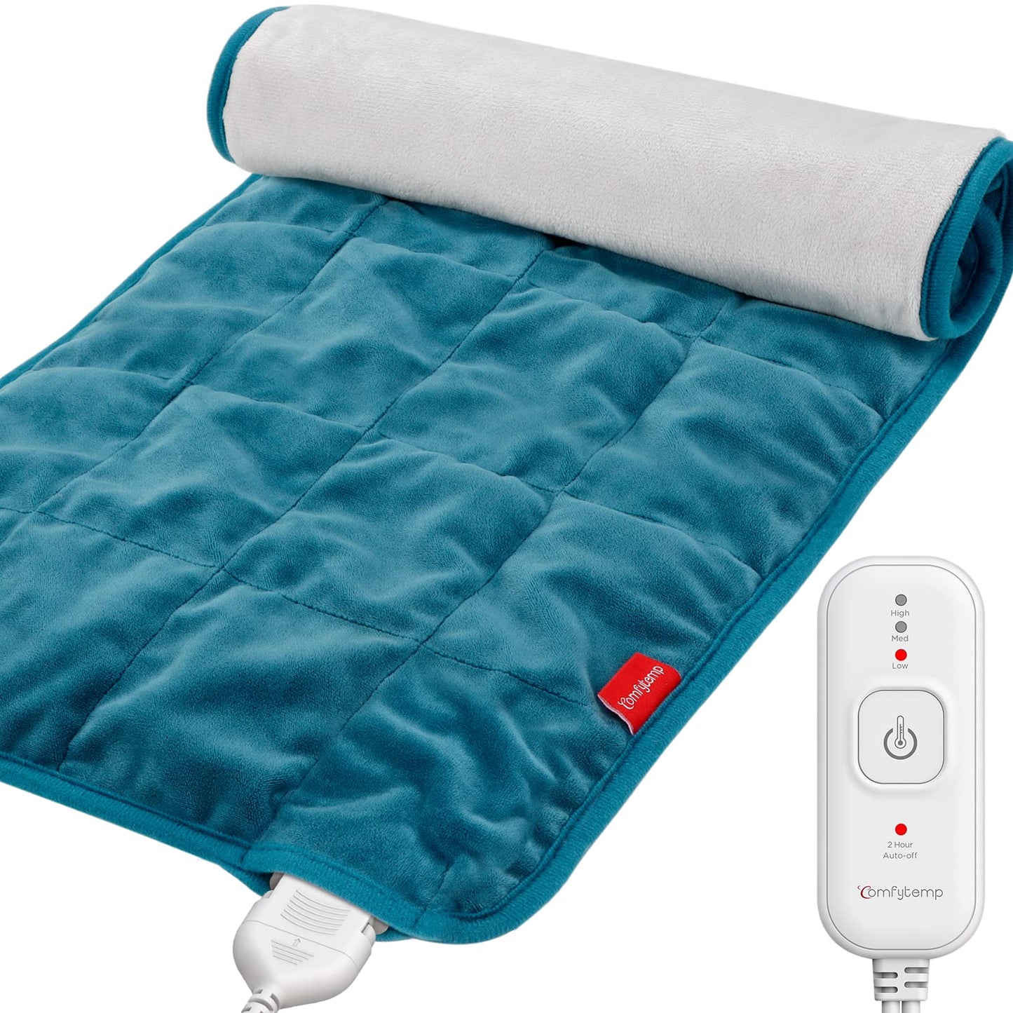 Comfytemp Weighted Heating Pad for Back & Period, FSA Eligible Electric Heat Pad, Valentines Day Birthday Gifts for Mom Dad Women Men, 2.2 lb HSA Approved Neck Shoulder Heated Pad, 2H Auto-Off, 12x24