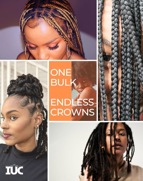 IUC Afro Kinkys Bulk Human Hair (16 Inch, 50g, Ginger) 4C Afro Kinky-Curly 100% Human Hair, Ideal for Braiding, Twists, Dreadlocks, Loc Repair, Kid-Friendly