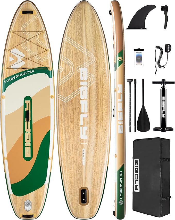 Bigfly Inflatable Stand Up Paddle Board 11’*34”*6”, Blow Up Paddle Board for Adults,with Detachable Fins, Pump, Floating P...