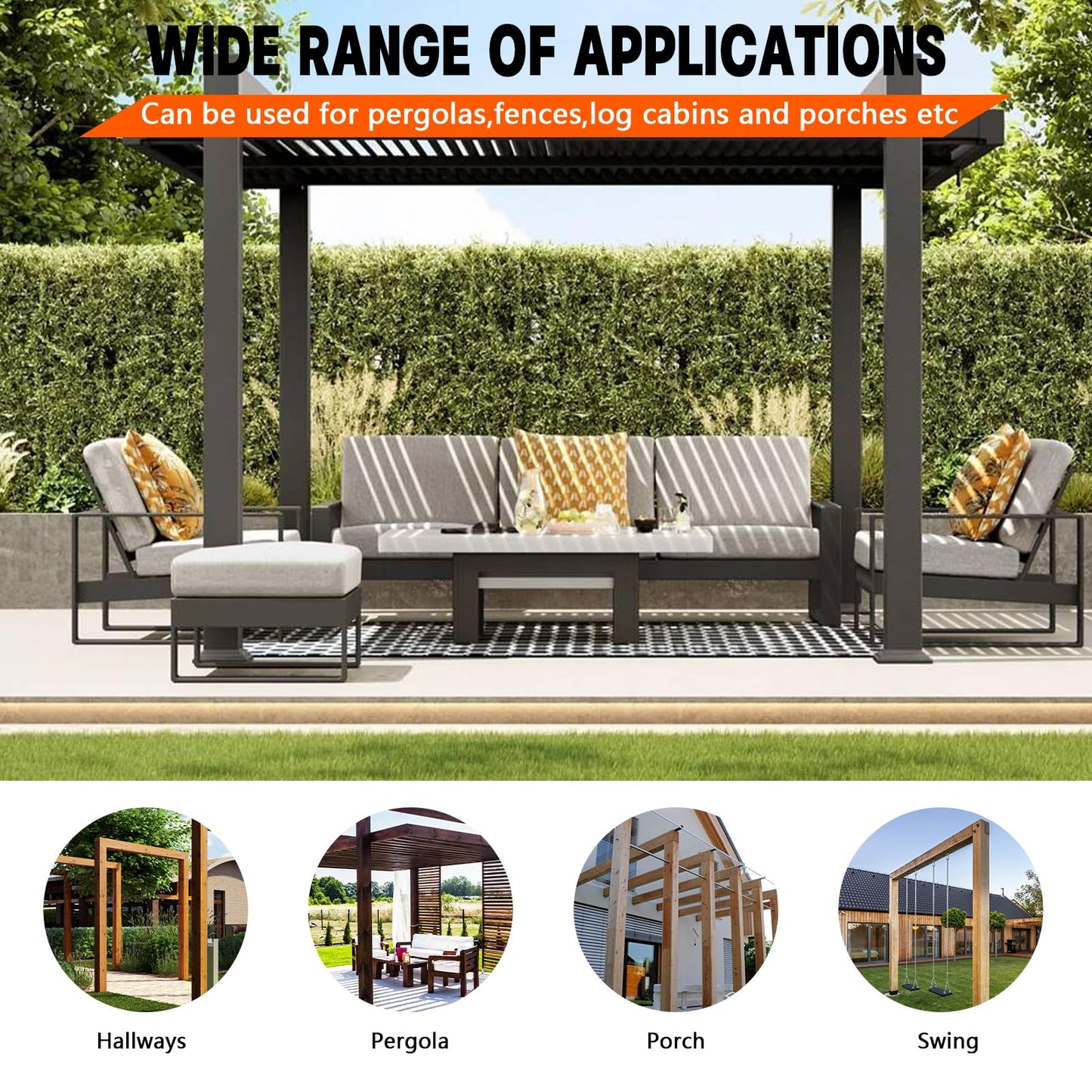 ITeVe.GD Pergola DIY Bracket Kits,2-Way L Shaped Corner Brackets for 4" x 4"(Actual:3.5" x 3.5") Lumber for Outdoor Pergola,Proch,Log Cabin W/Hardware - 4Pack…