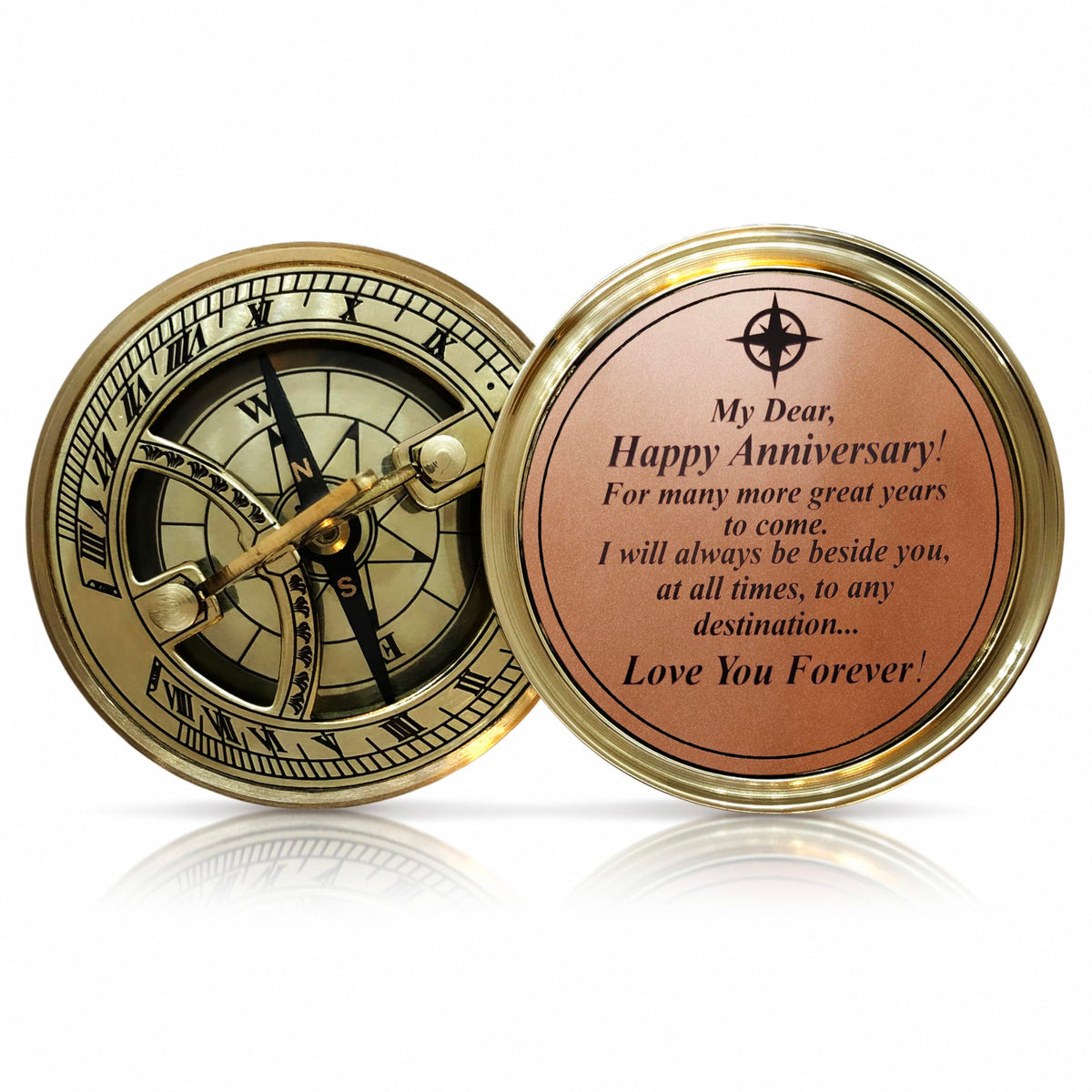 OakiWay Anniversary Sundial Compass Gift for Him or Her - Unique Gift Ideas for Husband or Wife, Men Wedding Anniversary 50th 40th 25th 20th Year Celebration, Gift Card Included