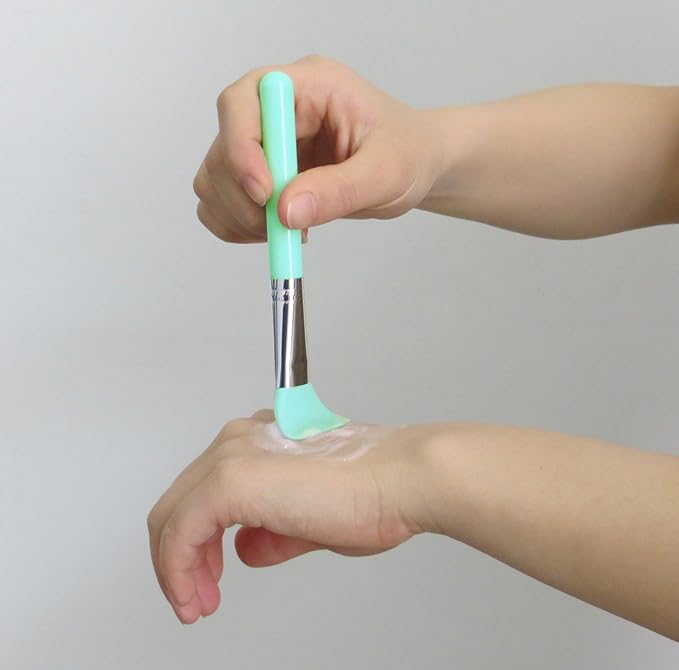 LORMAY 7 Pcs Silicone Brush Applicator Kit for UV Resin Epoxy Art Crafting and Cream Makeup Products (Mint Green)