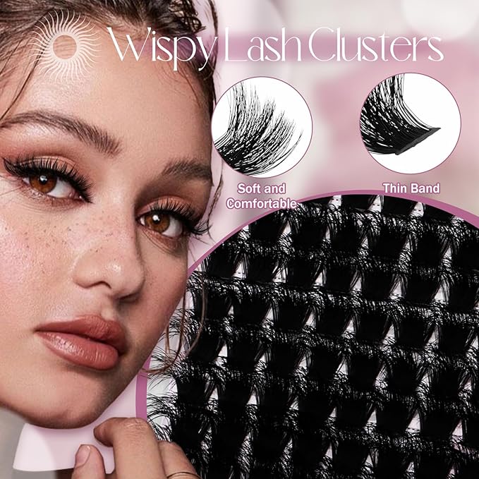FADLASH Lash Extension Kit 200D Lash Cluster Kit DIY Eyelash Extension Kit with Lash Bond and Seal Lash Tweezers Natural Cluster Lashes Kit Individual Lashes 3D Effect (KIT, 200D-3D-07D-15-20mm)