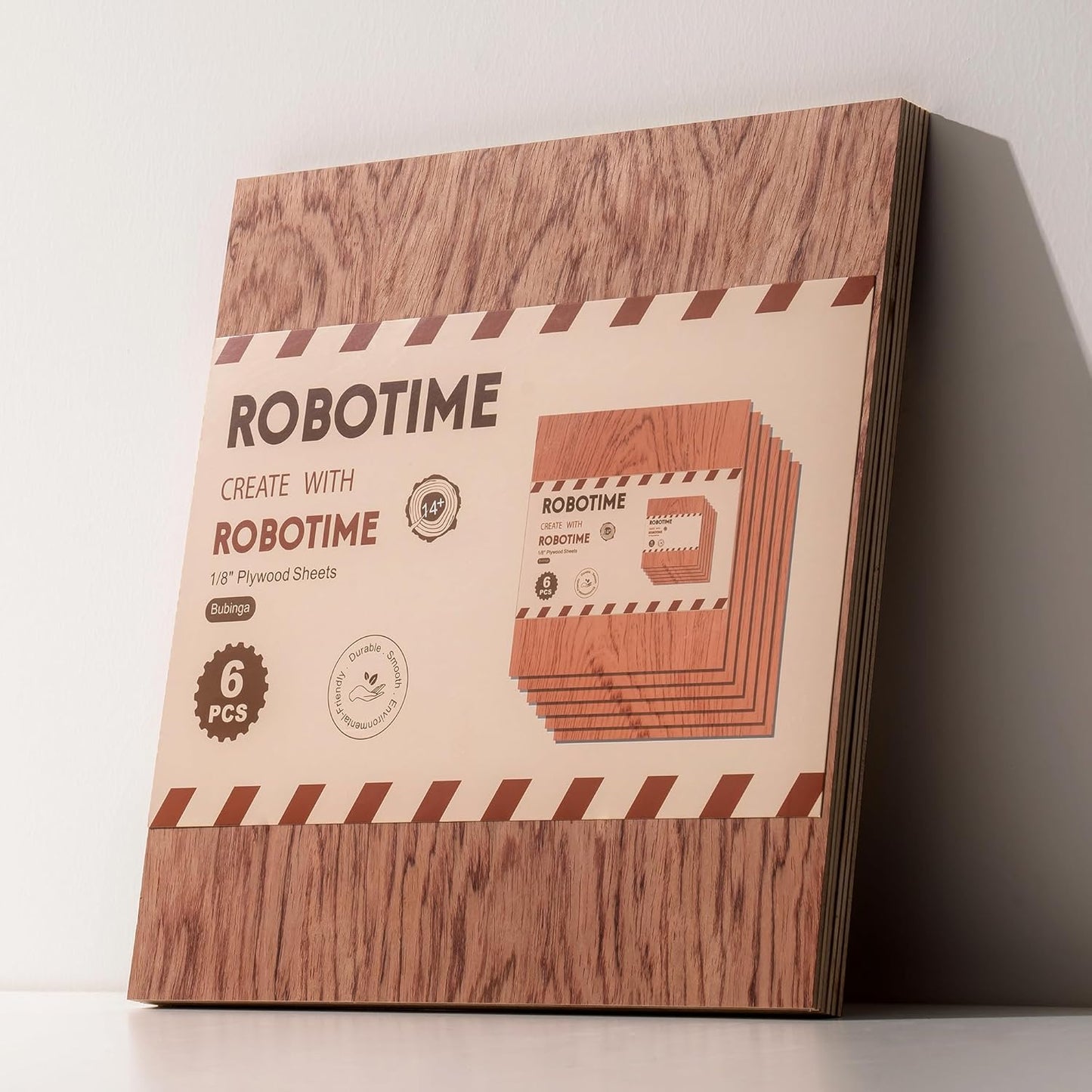 ROBOTIME 3mm Plywood for Laser Cutting, 6 Pcs Bubinga 1/8 Plywood Sheets, Crafting Wood for DIY Projects, Thin Bubinga Wood Sheets Laser Engraving Material, 12" x12“
