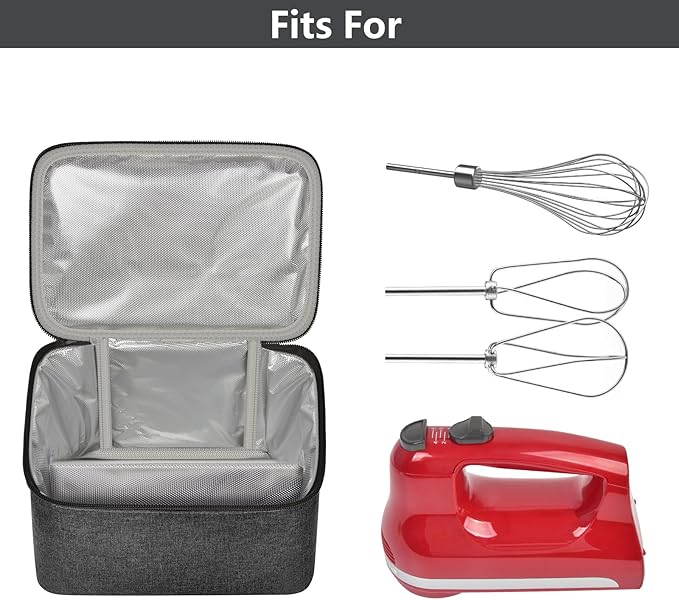 Digital Hand Mixer Carrying Bag for KitchenAid 5/6/ 7/9 Ultra Power Speed Hand Mixers, Portable Travel Storage Case Bag with Handle for Kitchen Aid Mixer Accessories (Box Only) - Grey