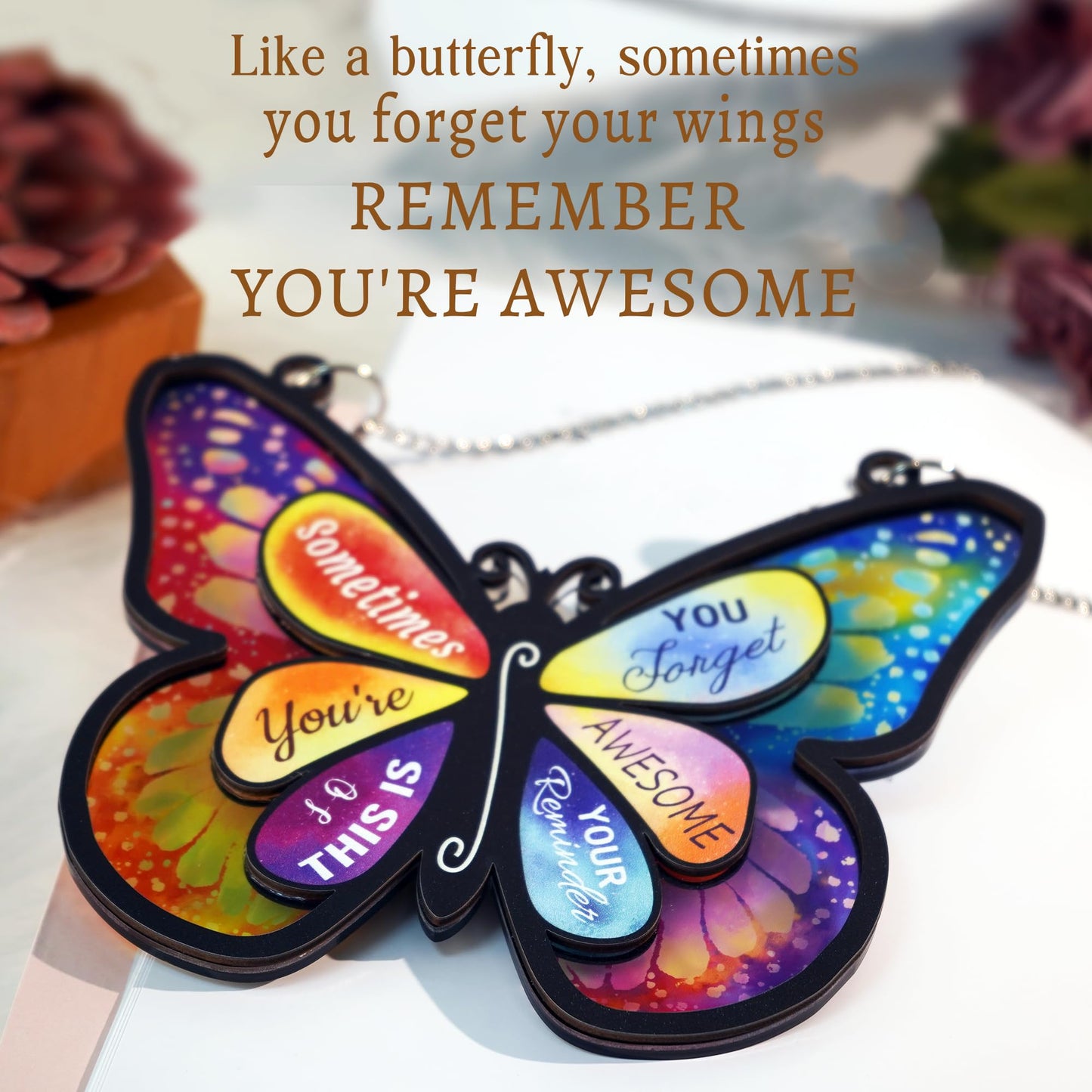 AurLova Best Friend Butterfly Gifts for Women Birthday, Inspirational Gifts for Friends Mom Sister Bestie Girl Female Coworker, Butterfly Home Decorative
