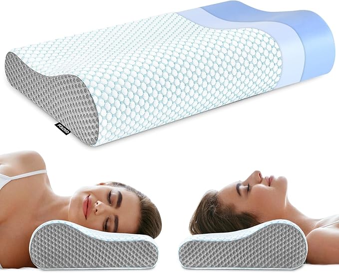 Memory Foam Pillows Neck Pillow Bed Pillow for Sleeping, Ergonomic Cervical Pillow for Neck and Shoulder Pain Relief,Ortho...