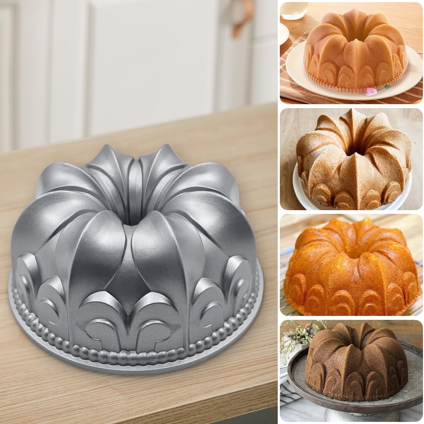 QYQRQF Aluminum Cake Pan, Non-Stick Cake Mold Charlotte Easy to Clean Cake Baking Mold for Birthday Christmas Wedding Events (Style 1)