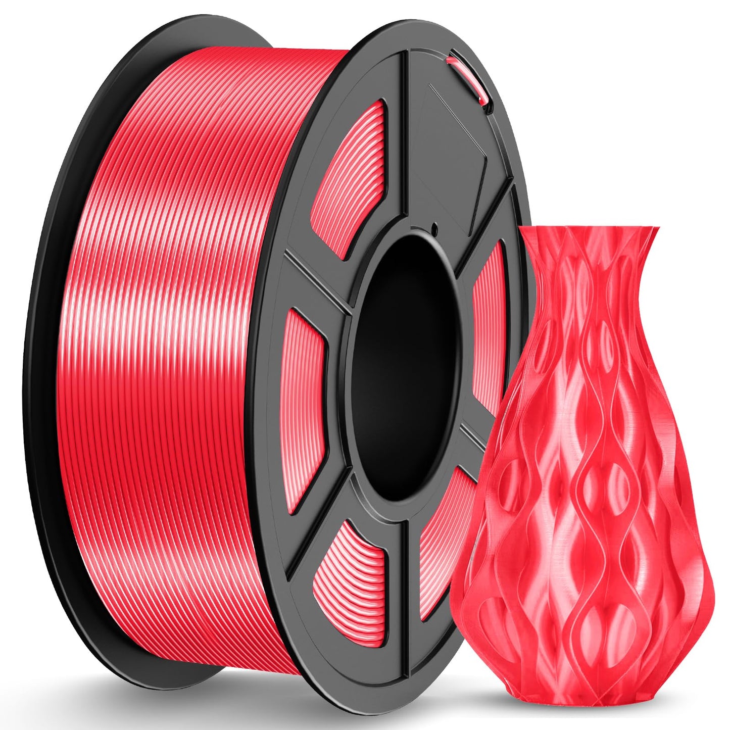 JAYO Silk PLA Filament 1.75mm Red 1.1KG, Metal-Like Shiny 3D Printer Filament Dimensional Accuracy +/- 0.02mm, 1.1kg Spool(2.4lb