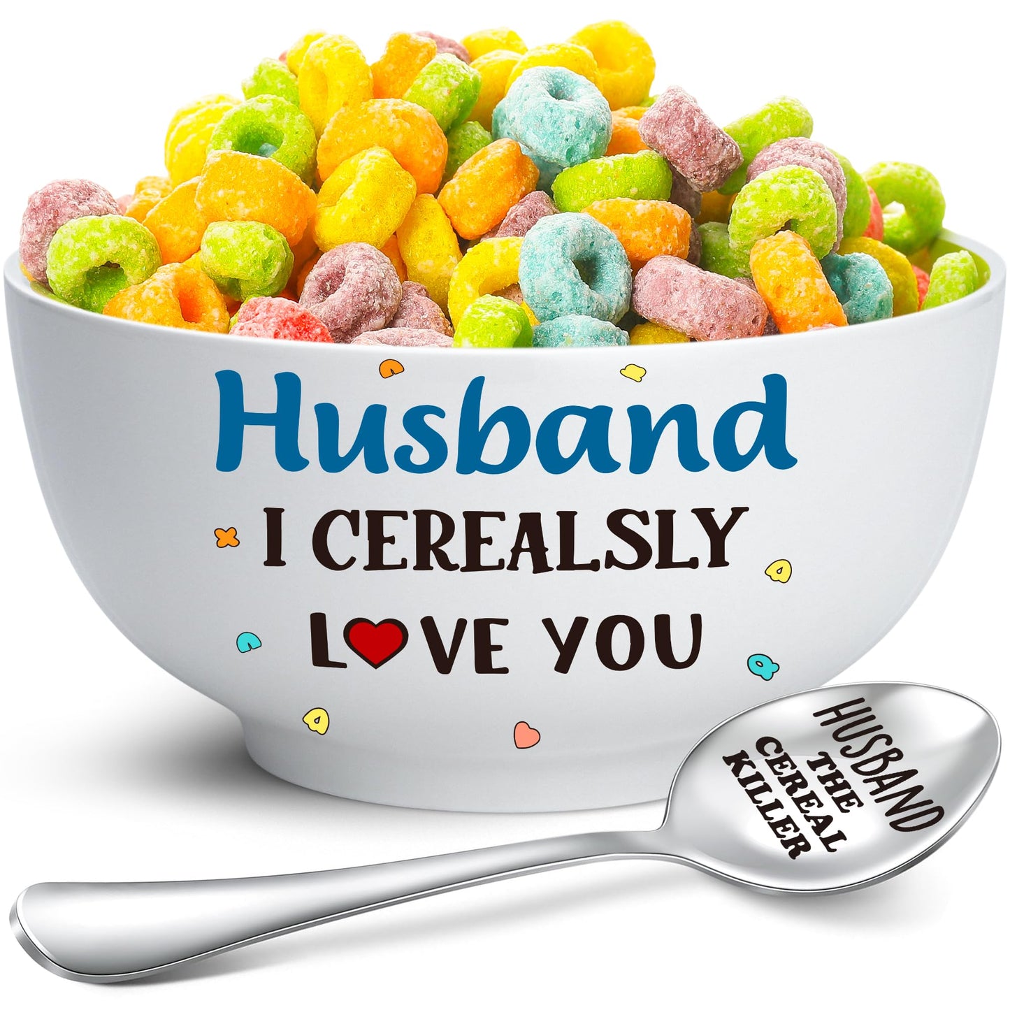 Husband Gifts for Birthday Fathers Day,Best Ever Husband Gifts for Wedding Anniversary from Wife,Funny Cereal Bowl and Cereal Killer Spoon Sets Present for Valentines Day Christmas