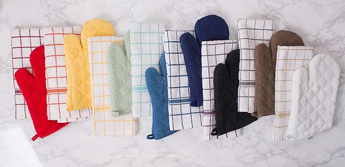 DII Basic Terry Collection 100% Cotton Quilted, Oven Mitt, Spice, 2 Piece