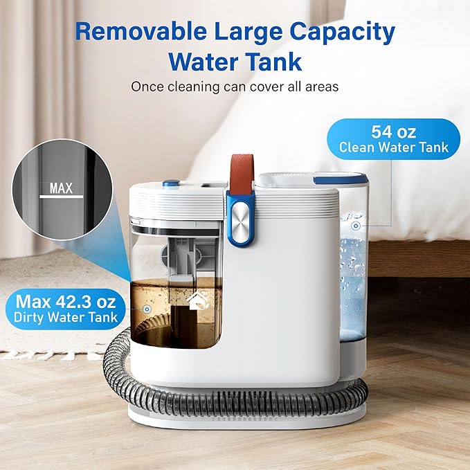 Portable Carpet Cleaner Machine, Carpet Shampooer, 15Kpa Upholstery Cleaner with 3 Tools, 54oz Large Water Tank, 16.4ft Power Cord, Spot and Stain Deep Cleaner for Rug, Couches, Car,Blue