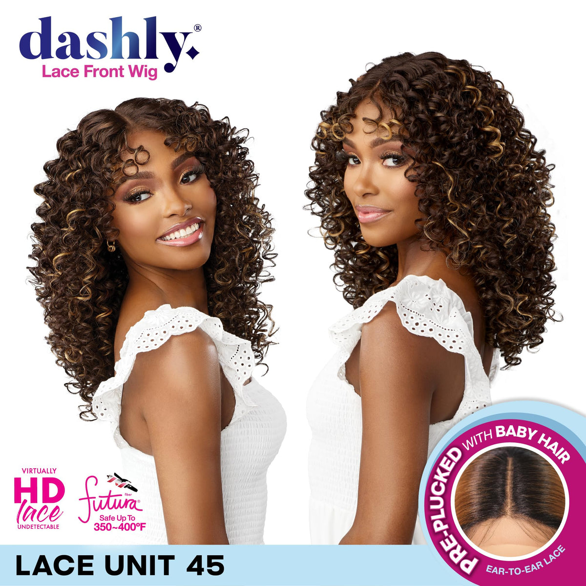 Sensationnel Dashly Lace Front Wig - Unit 45 Hand Tied Laceparting Ear to Ear Synthetic (2 DARKBROWN)