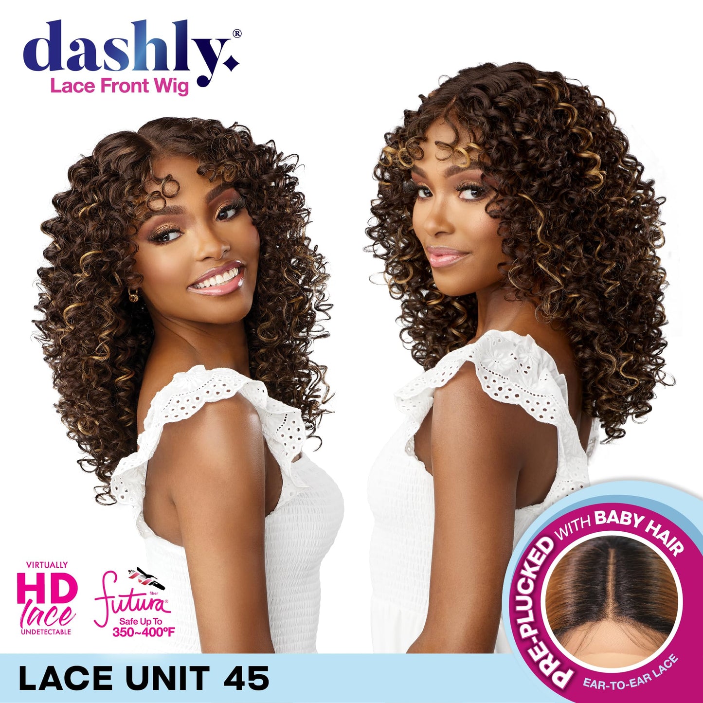 Sensationnel Dashly Lace Front Wig - Unit 45 Hand Tied Laceparting Ear to Ear Synthetic (1B OFFBLACK)