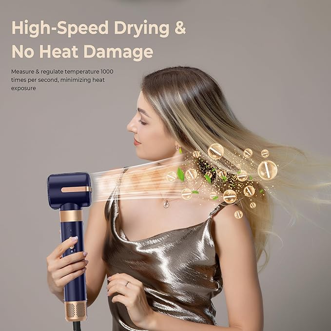 7 in ONE Hair Dryer Brush, Powerful Blow Dryer Brush with Air Curler for Hair, Brush Blow Dryer with Diffuser, Ionic Hot Air Brush Fast Dry, Volumize, Curls, Straight, Hair Styling Tools 100-120V