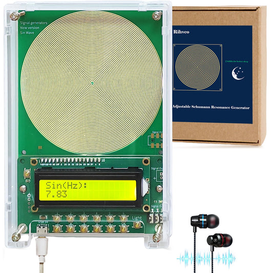 7.83Hz Schumann Resonance Generator, Adjustable Sine Wave Frequency Generator for Healing (0.01Hz-299999Hz) with Acrylic Case, USB Powered Signal Generator for Relaxation, Stress Relief & Better Sleep