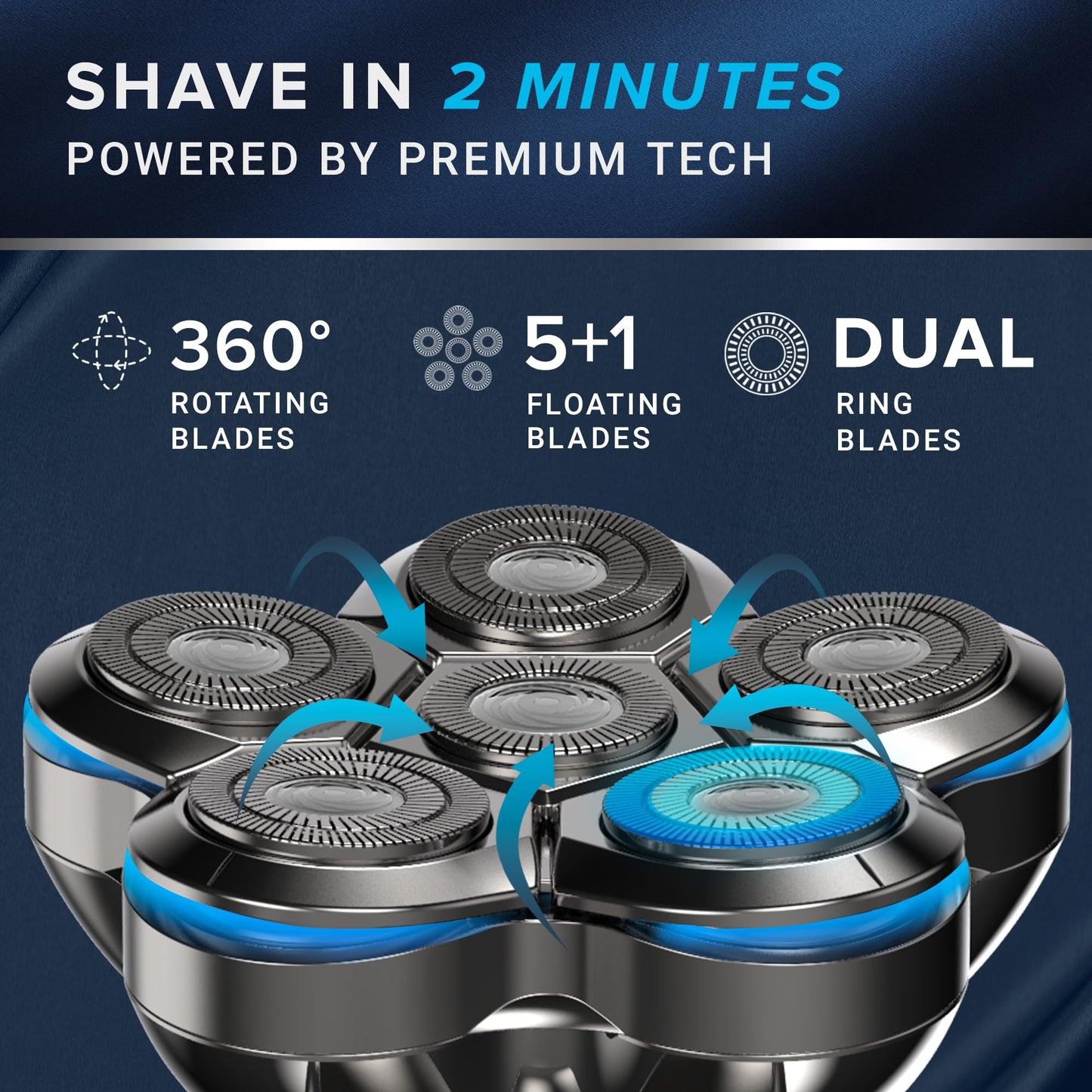 Electric Head Shaver For Bald Men: Waterproof Cordless Electric Razor For Bald Head & Hair Shaving - Close Shave, Skin-Friendly,