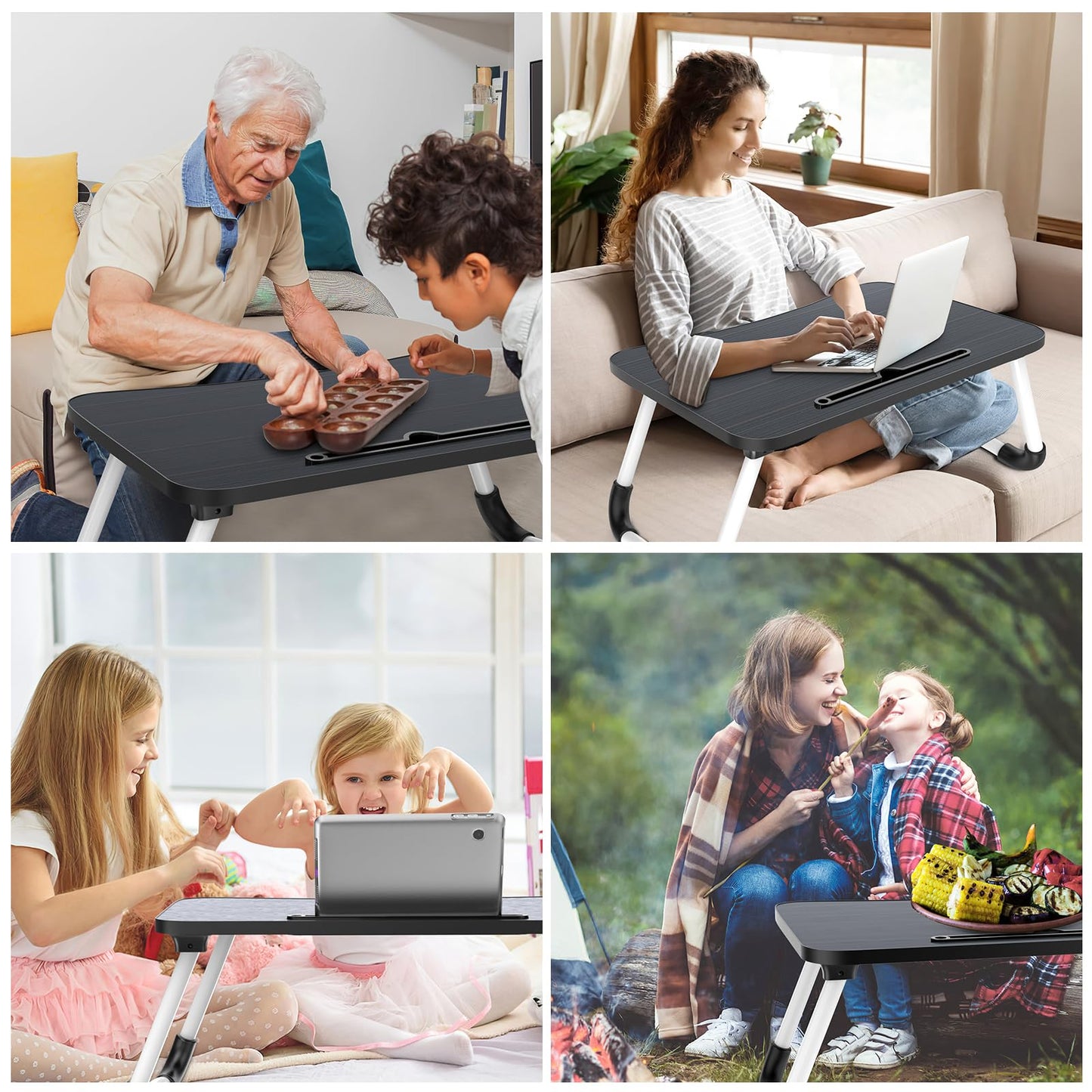 Zapuno Laptop Bed Desk, Foldable Laptop Tray Table with Tablet Slot, Lapdesk Laptop Stand for Bed Portable Standing Table for Bed Couch Floor