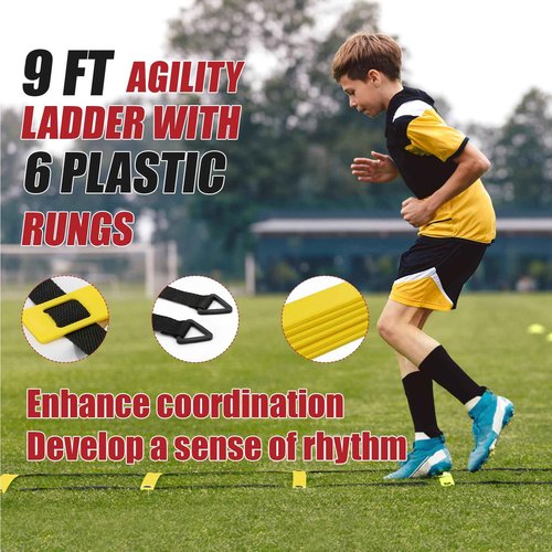 BaseGoal Soccer Goal,Soccer Net,Soccer Goals for Backyard,with Bow Frame,Collapsible Metal Base and Agility Ladder