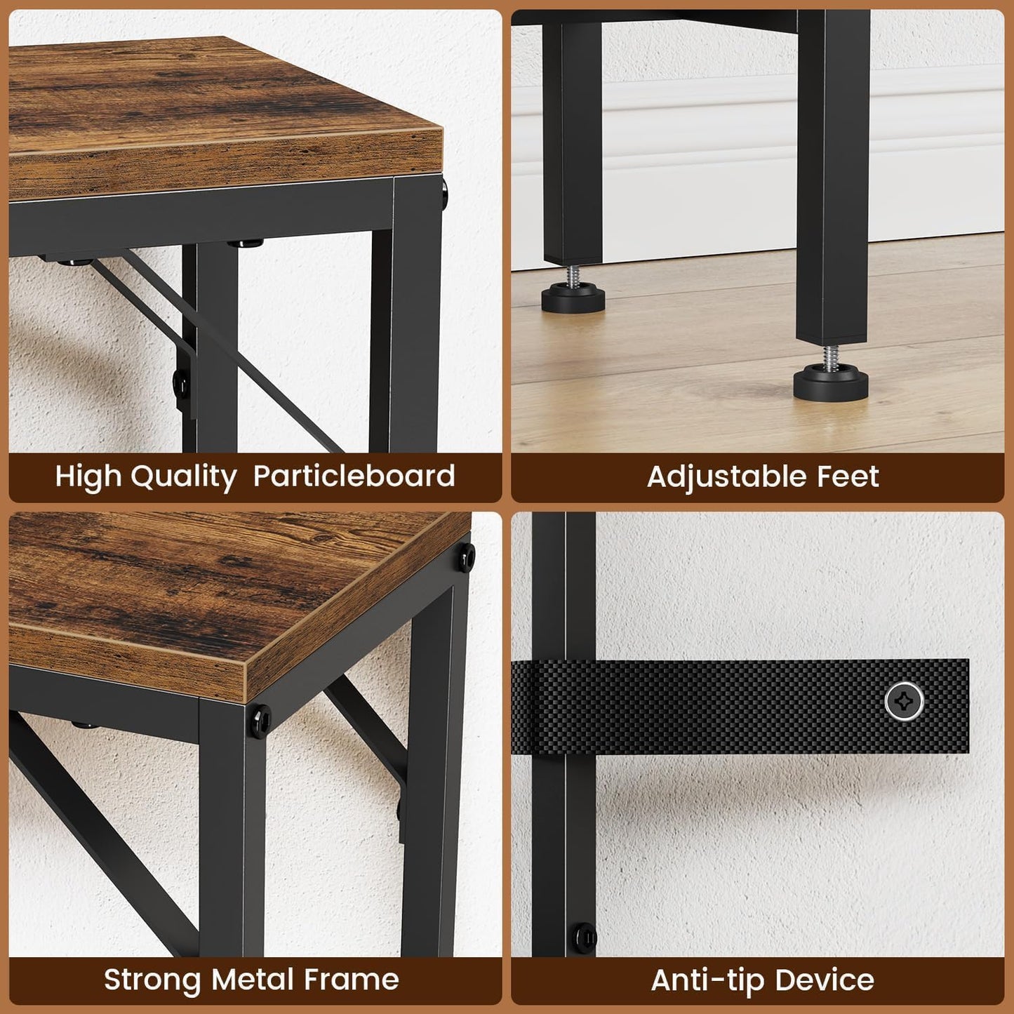 Asgolion Console Table with Charging Station and Storage Basket, 47.2'' Behind Couch Table with Power Outlets USB Ports, Narrow Entryway Table for Hallway, Foyer, Living Room, Rustic Brown
