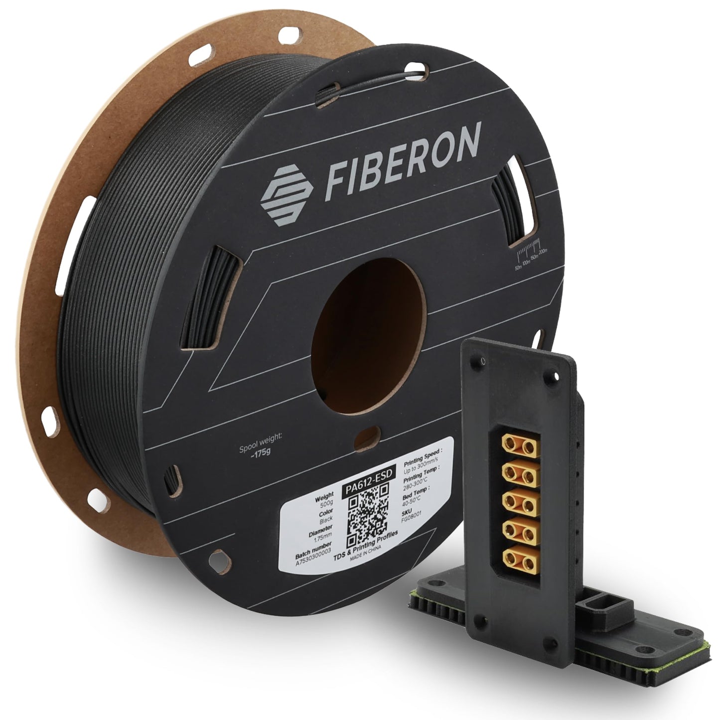 Polymaker Fiberon PA612-ESD 3D Printer Filament 1.75mm 0.5kg, ESD-Safe Carbon Fiber Nylon, Heat Resistant to 150C, Chemical Resi